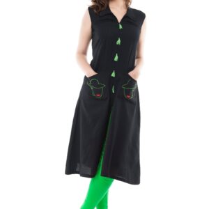 Cotton Embroidered Kurta with Fabric Button
